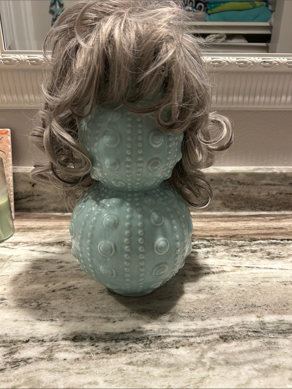 Grey wavy hair wig with bangs